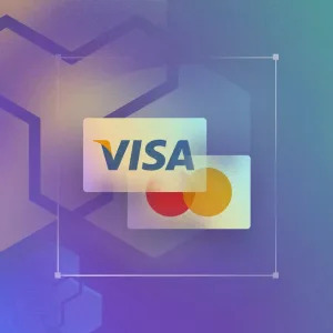 the logo of VISA and Mastercard partially on top of each other