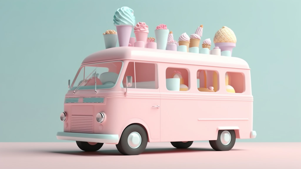 Teal and pink icecream truck