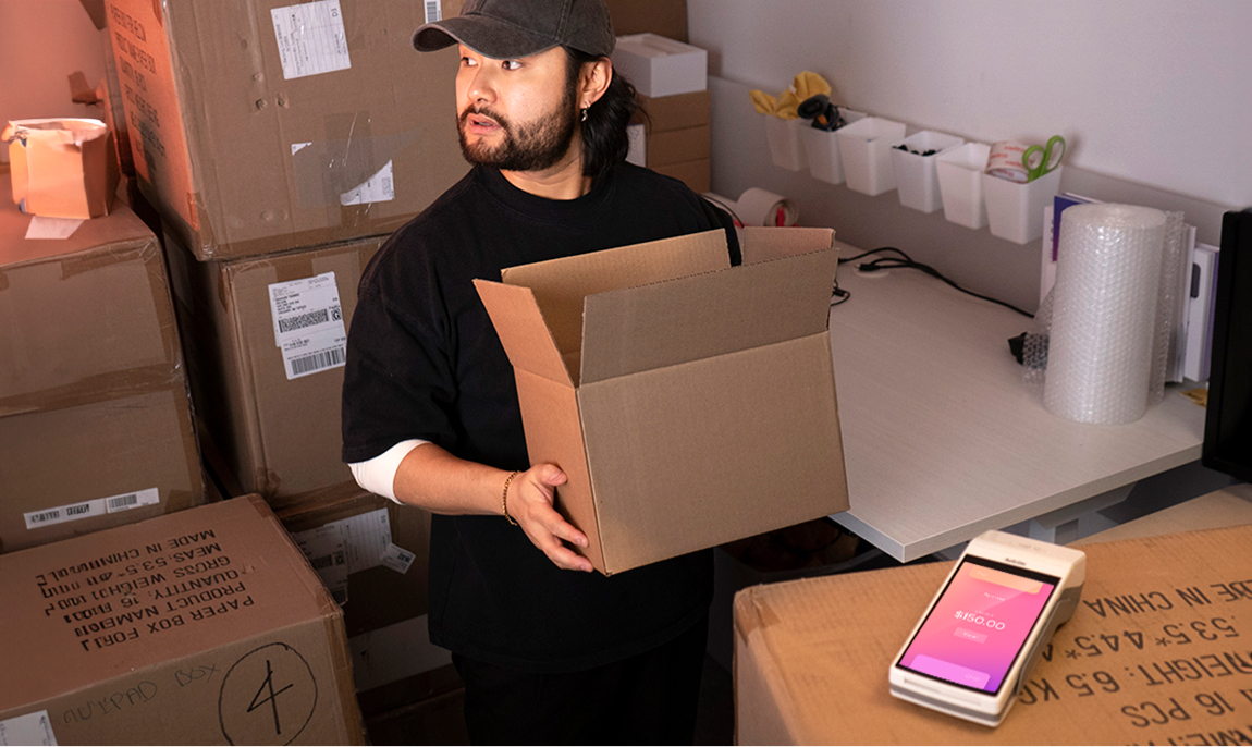 Wholesaler is holding a box